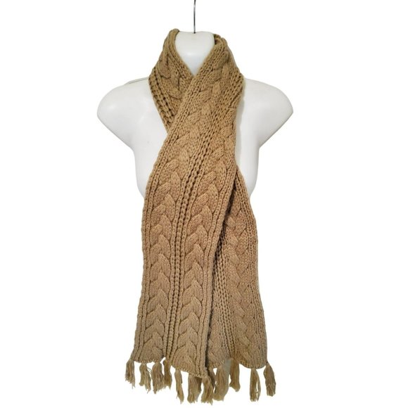 Joe Boxer Accessories - Vintage Womens joe boxer Crochet heavy Cotton long tan Color Scarve.